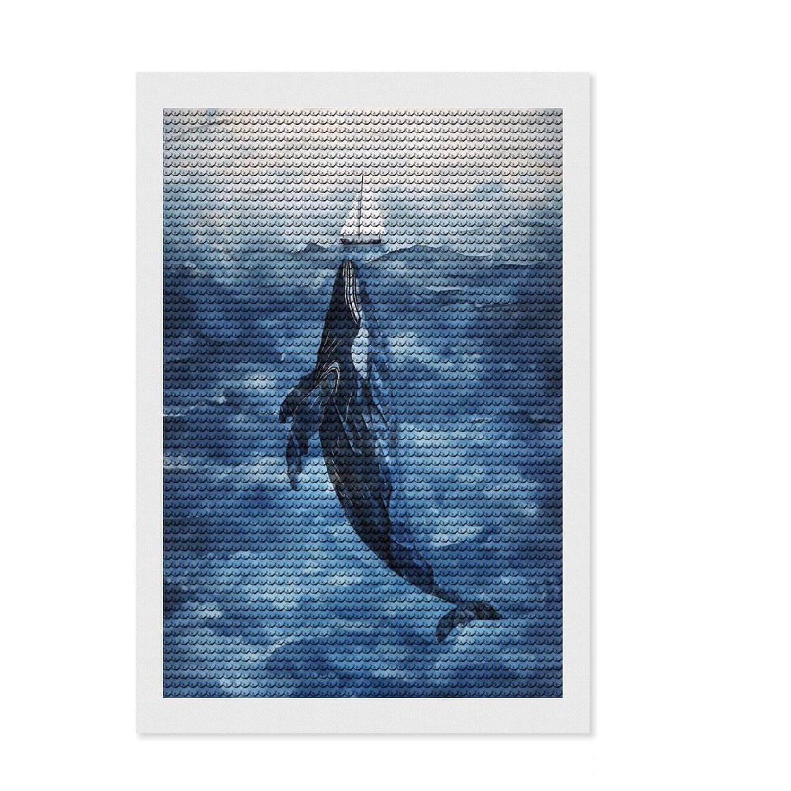 Junmoney Jonah and The Whale Diamond Art Kit 8"x12", for Teens, Enjoyable At-Home Hobby, Modern Decor, Birthday Gift, Easy to Enjoy
