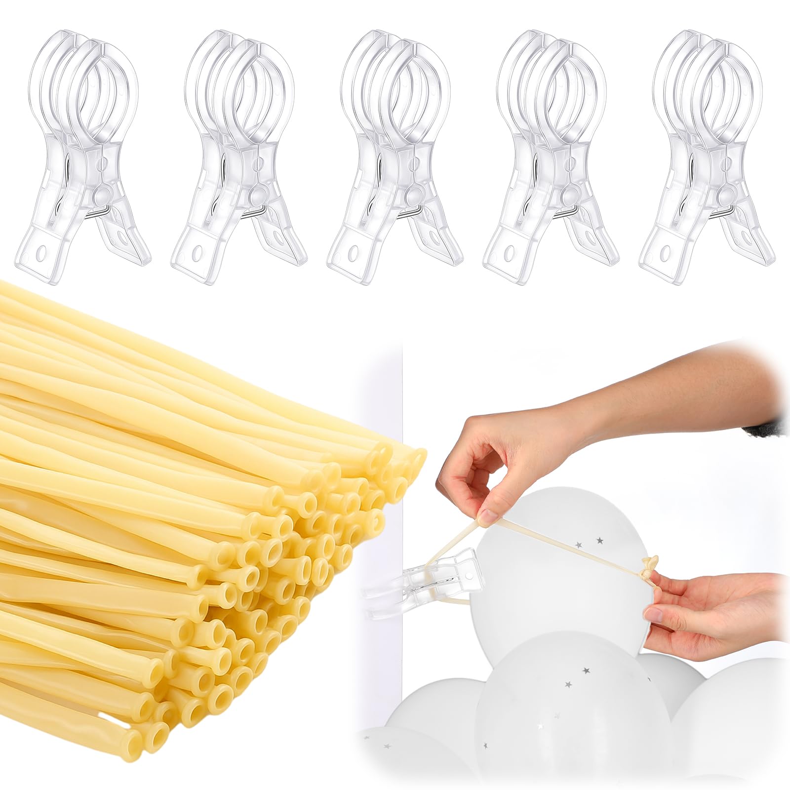 Amyhill 5 Pack 3.5 Inch Balloon Arch Clips 50 Pcs 260 Long Balloons Kit