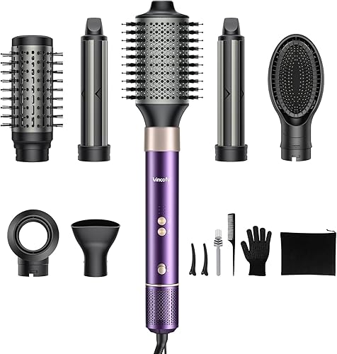 Juego de cepillo y peinado 7 en 1 para secador de pelo, secado rápido, rizado, alisado y voluminizador, herramienta de peinado de aire caliente sin