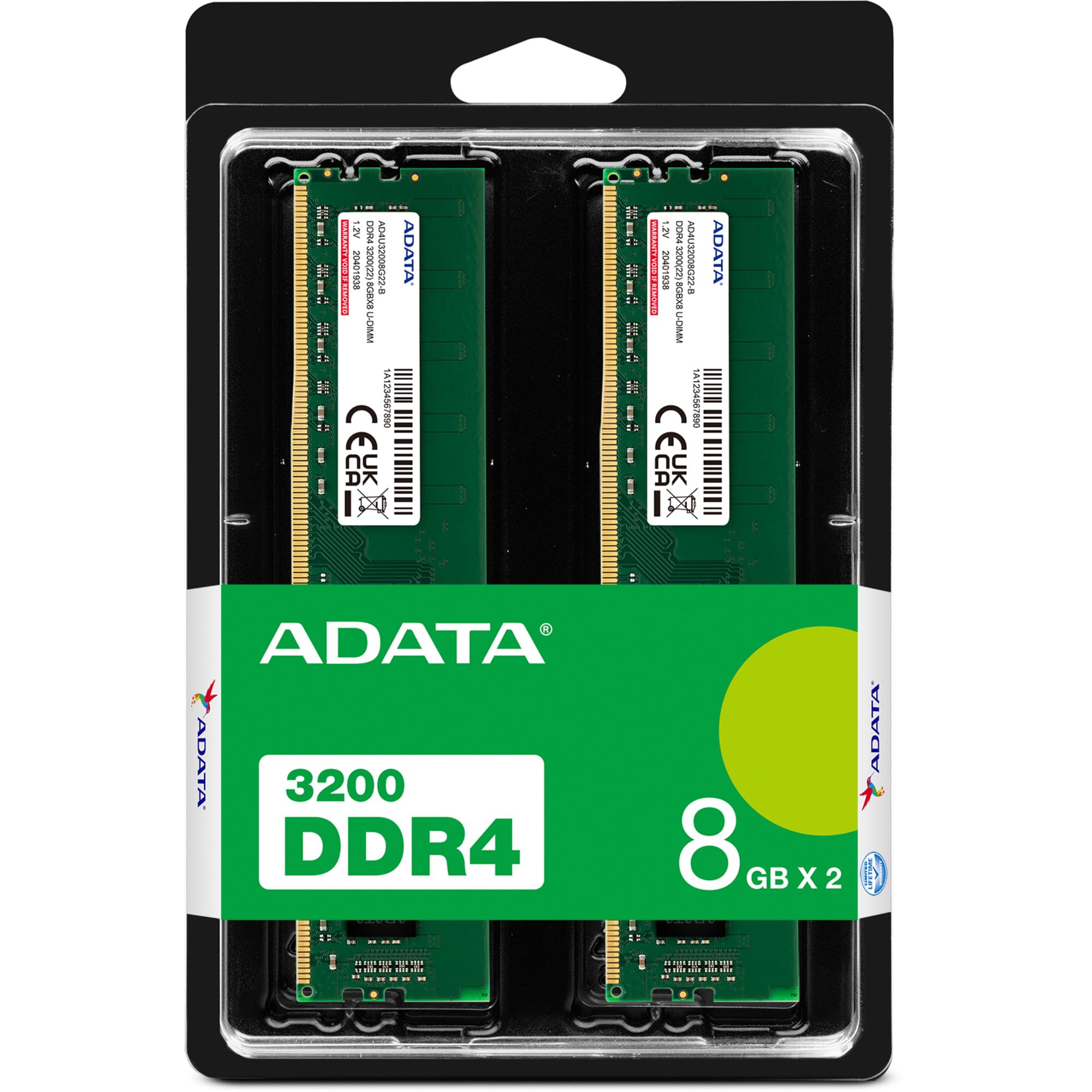 ADATA DDR4-3200 16GB（8GBx2） ADATA Premier DDR4 16 GB 2 x 8 GB U-DIMM, 3200 MHz, PC Server