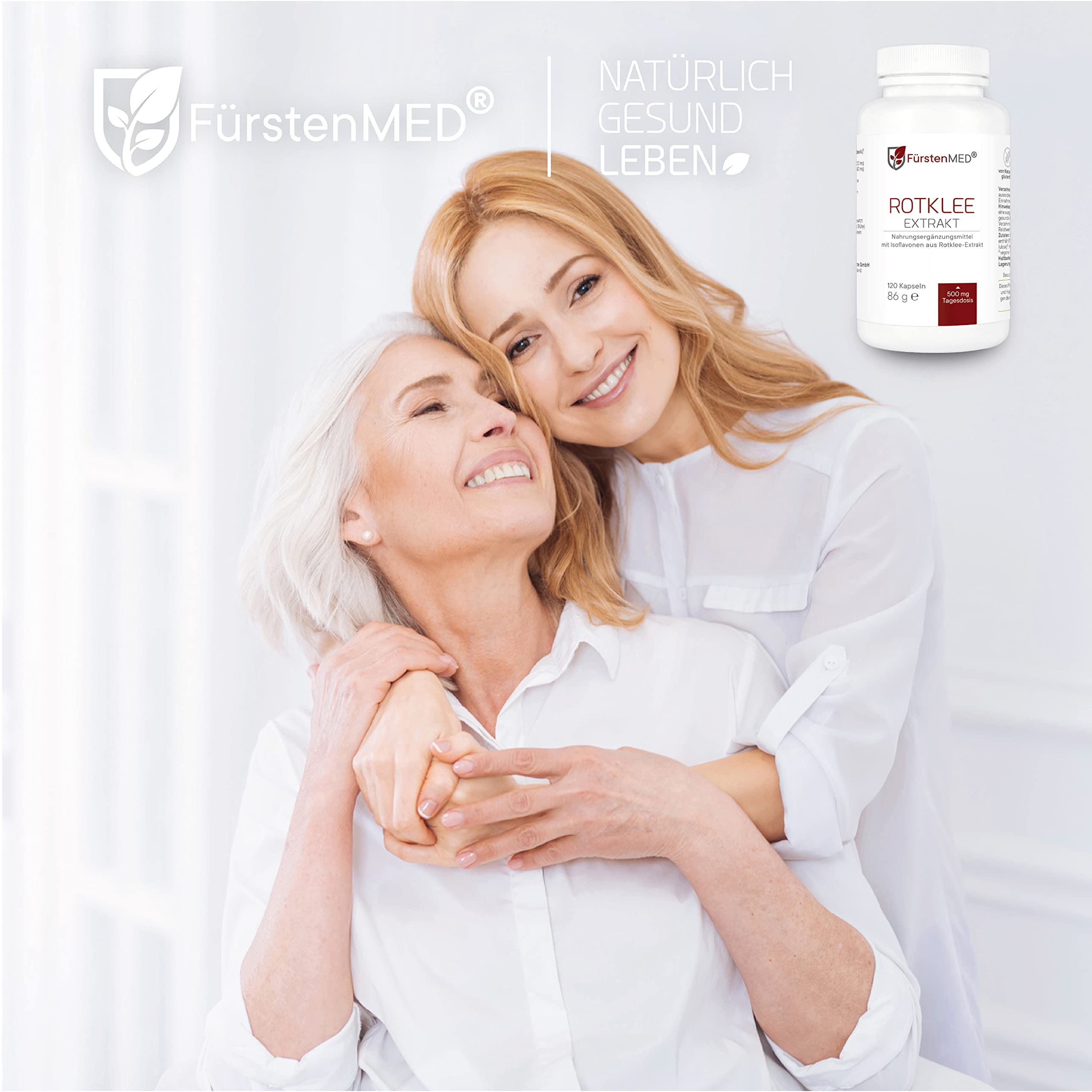 FürstenMED® Rotklee Kapseln Hochdosiert mit 500mg Rotklee-Extrakt (40mg Isoflavone) mit Hopfen, 120 Kapseln, Laborgeprüft, Vegan & ohne Zusatzstoffe