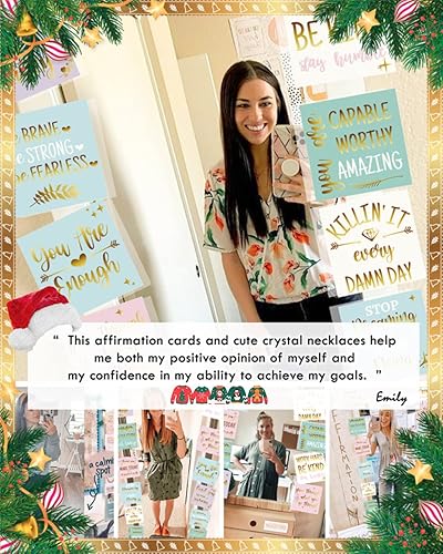 Miniatura 6 de Collar de 12 cristales y tarjetas de afirmación de 12 meses para mujeres, cuidado personal, cristales y piedras curativas, tarjetas de afirmaciones