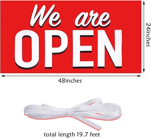 Miniatura 2 de Letrero colgante de tela Oxford de poliéster con texto en inglés We Are Open Store con texto en inglés We Are Open Store (We Are Open)