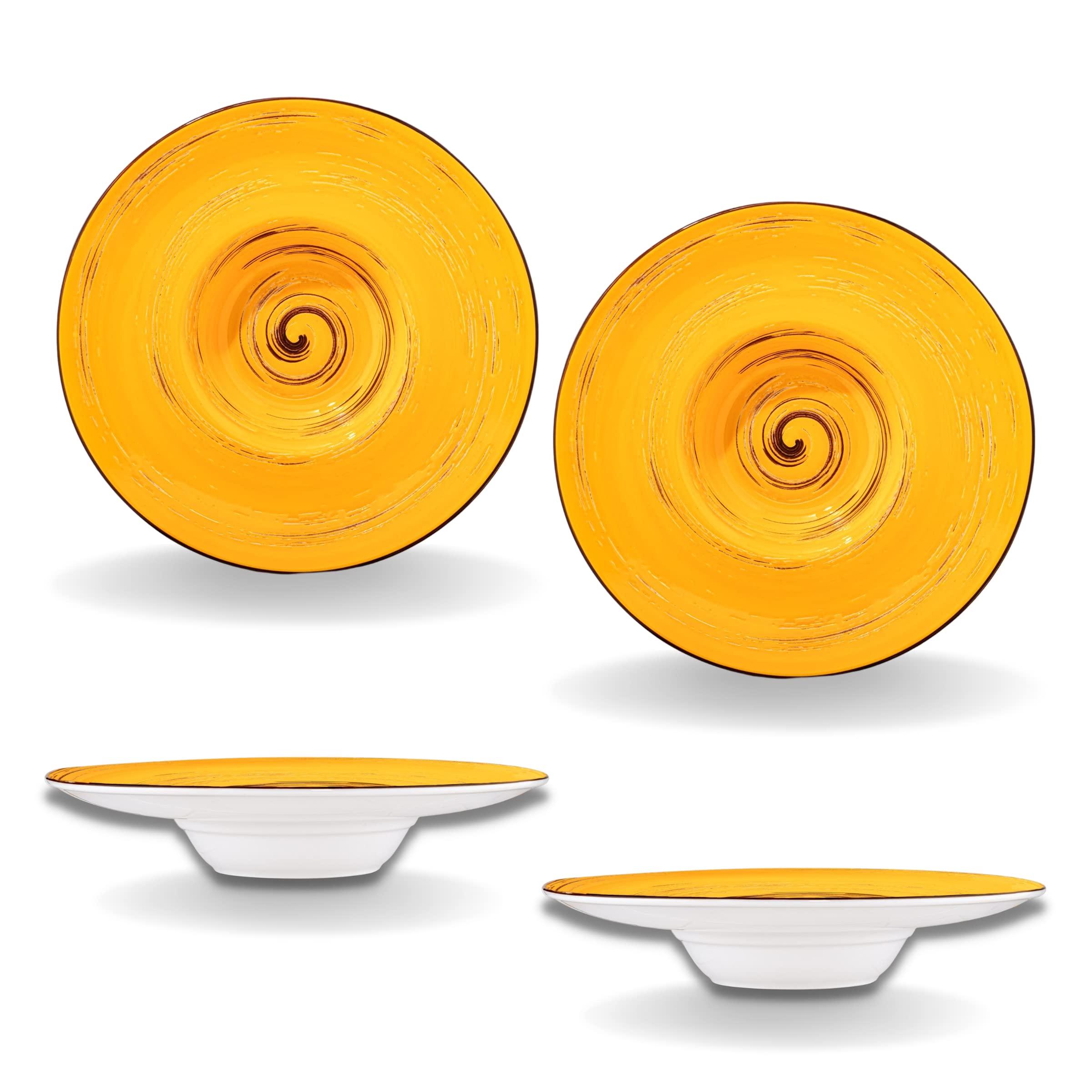 Wilmax Spiral - Juego de 2 platos hondos (2 unidades, elegantes, modernos, duraderos, seguros, porcelana esmaltada, resistente a los arañazos, apto para lavavajillas, para sopas, ensaladas, diámetro: