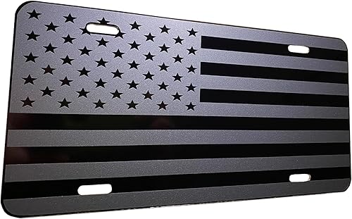 Placa táctica de aluminio resistente con bandera estadounidense de Estados Unidos, color gris oscuro sobre negro S2