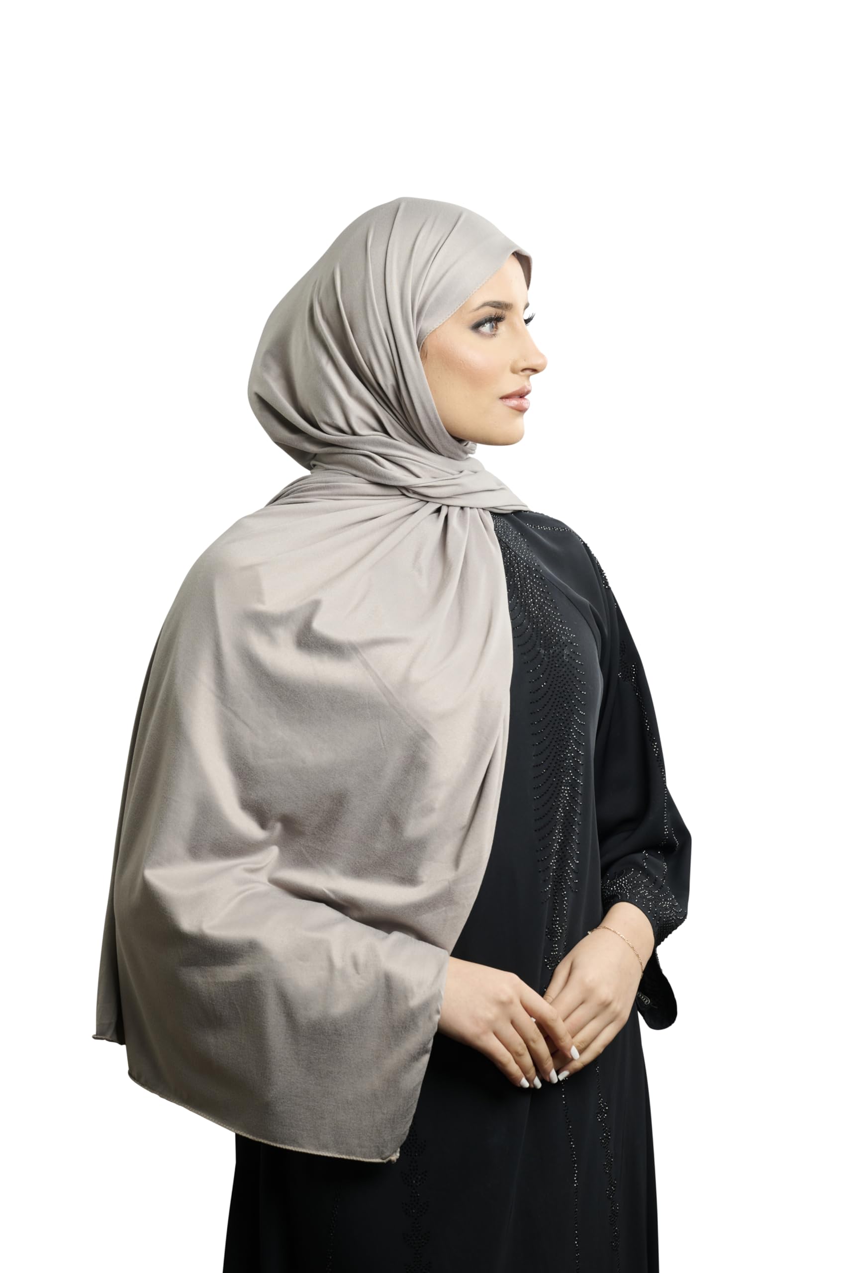 AREESHA Luxury Jersey Hijab Scarf Cotton Shawl Wrap Headscarf - Made in Dubai (Silver)