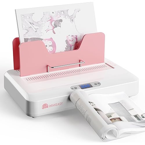 MAKEASY Pink Thermal Binding Machine 500 Sheets Capacity, Digital Touch Panel, Air Cooling, Electric Thermal Binder for A4//A5/Letter Size Documents, Come with 10 PCS Binding Covers