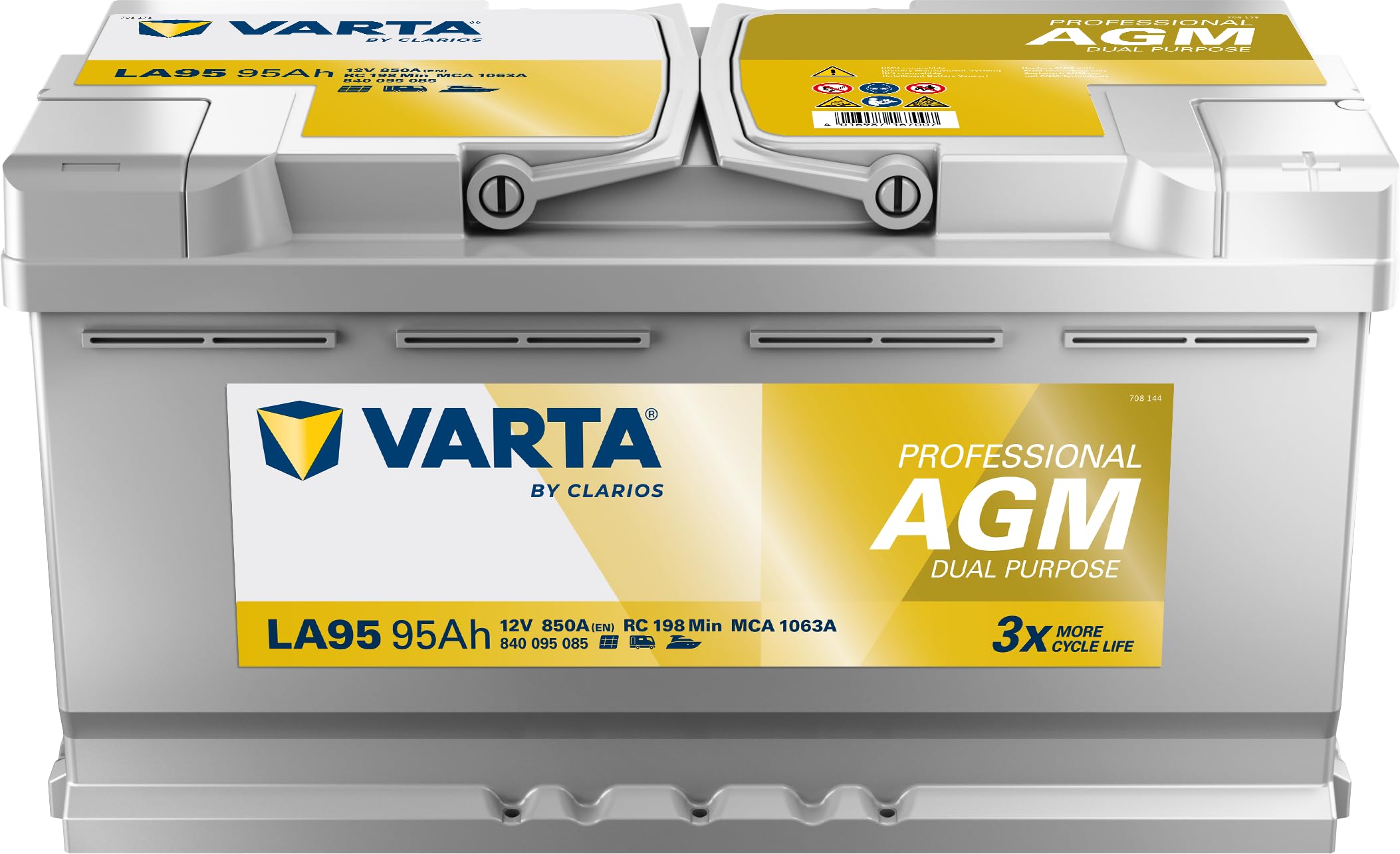 Batterie VARTA Professional AGM Dual Purpose LA95 12V 95Ah 850A - 840095085 - Pour camping-cars, caravanes et bateaux à forte demande énergétique.