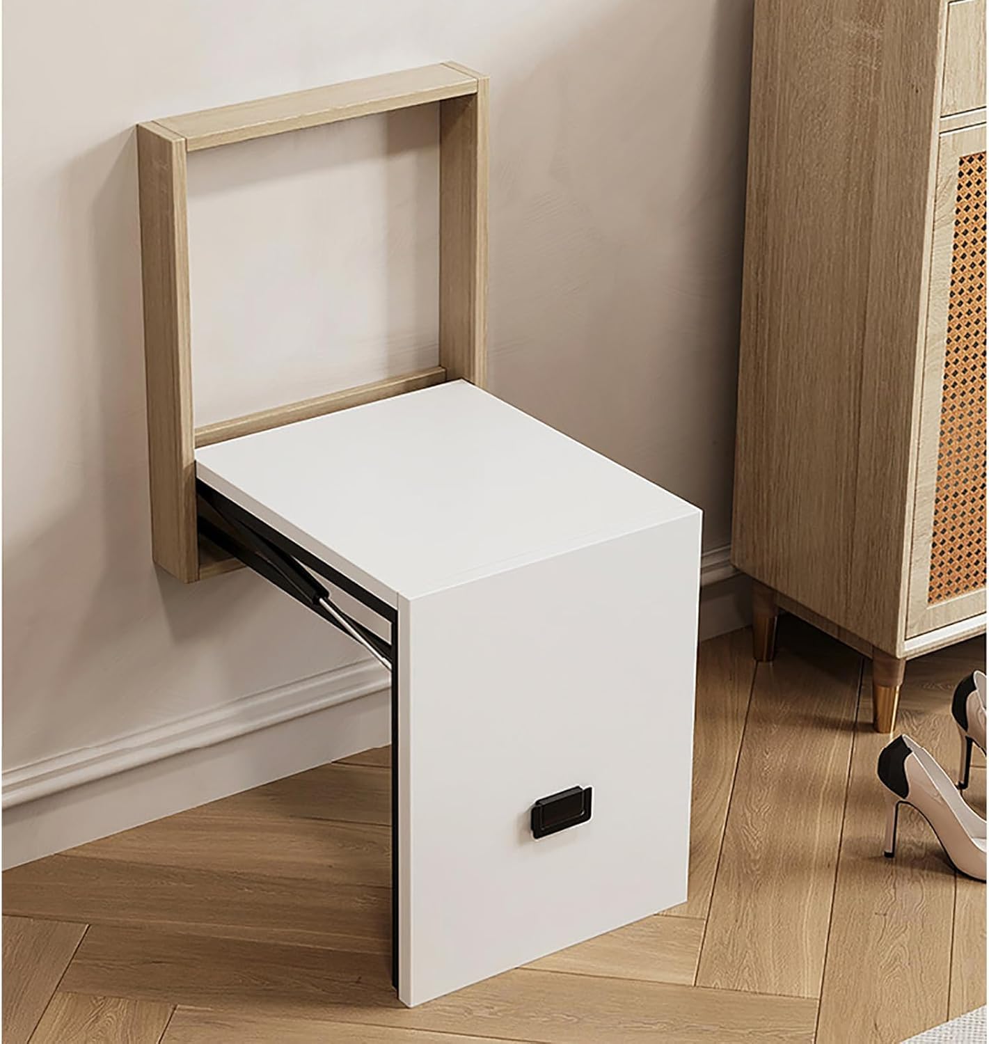 Asiento Ducha Plegable Pared Montada, Silla Abatible Ducha Montado en la Pared ，Taburete Baño Banqueta Ducha para Personas Mayores Minusvalidos Adultos (4)