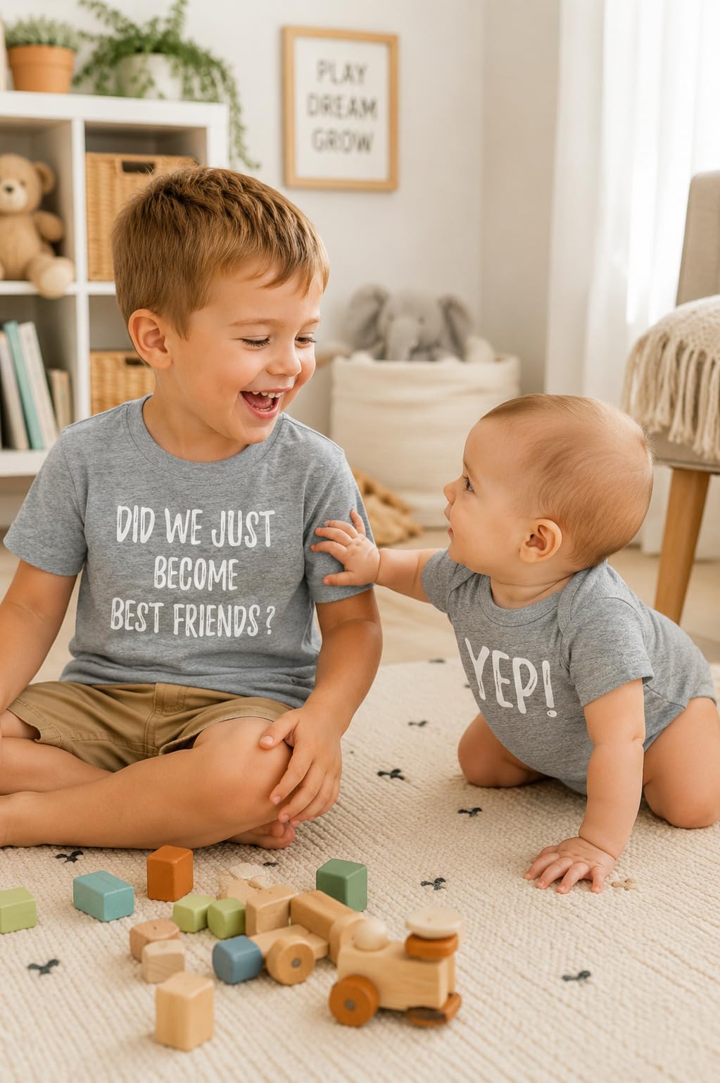 Tstars Did We Just Become Best Friends? Big Brother Little Bro Matching Shirt & Baby Bodysuit Set