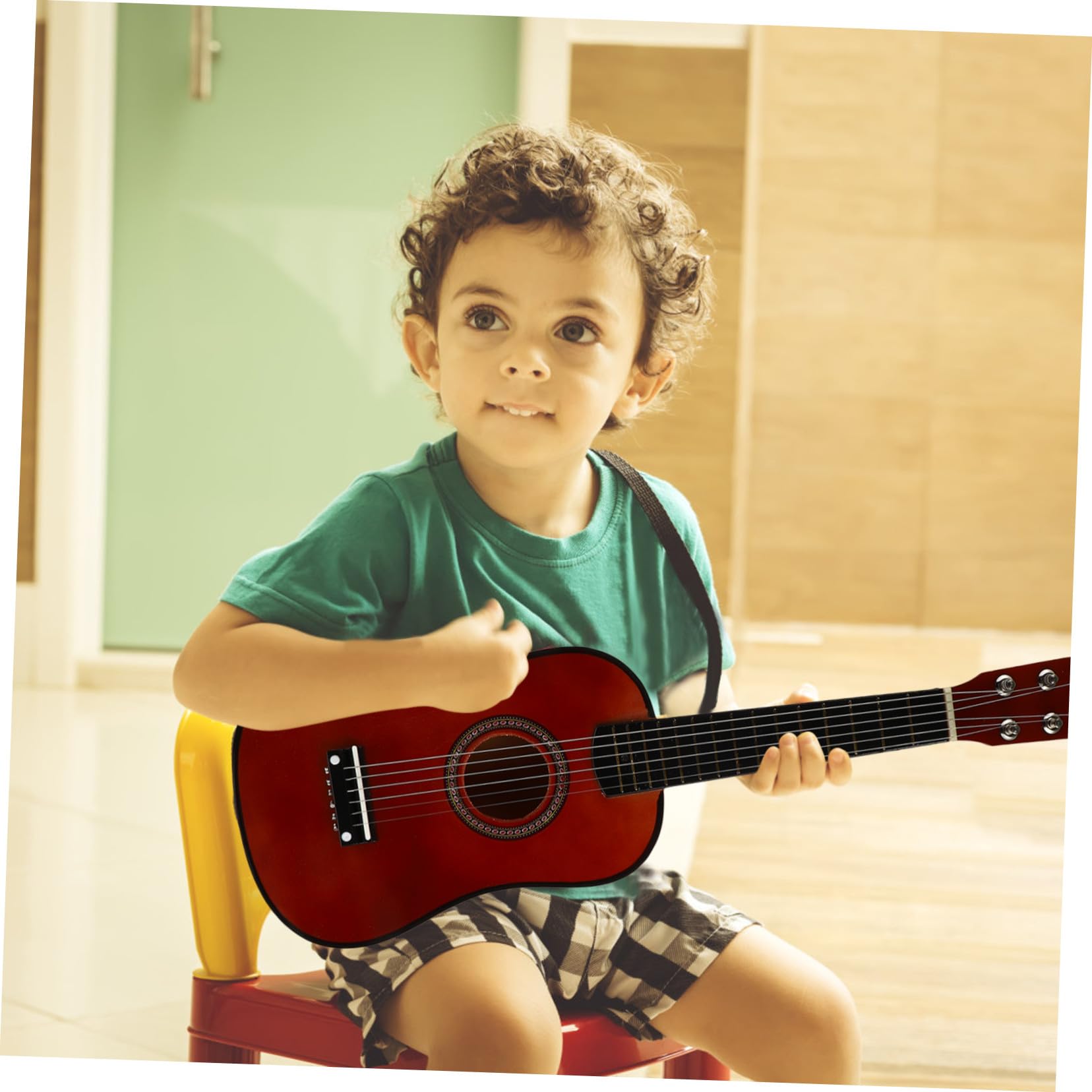 Chitarra Piccola Folk Acustica 23 Pollici in Legno per Principiante | Colore Coffee, Fattura Curata e Suono Nitido, Strumento da Pratica per Ragazzo Ragazza Colore Casuale