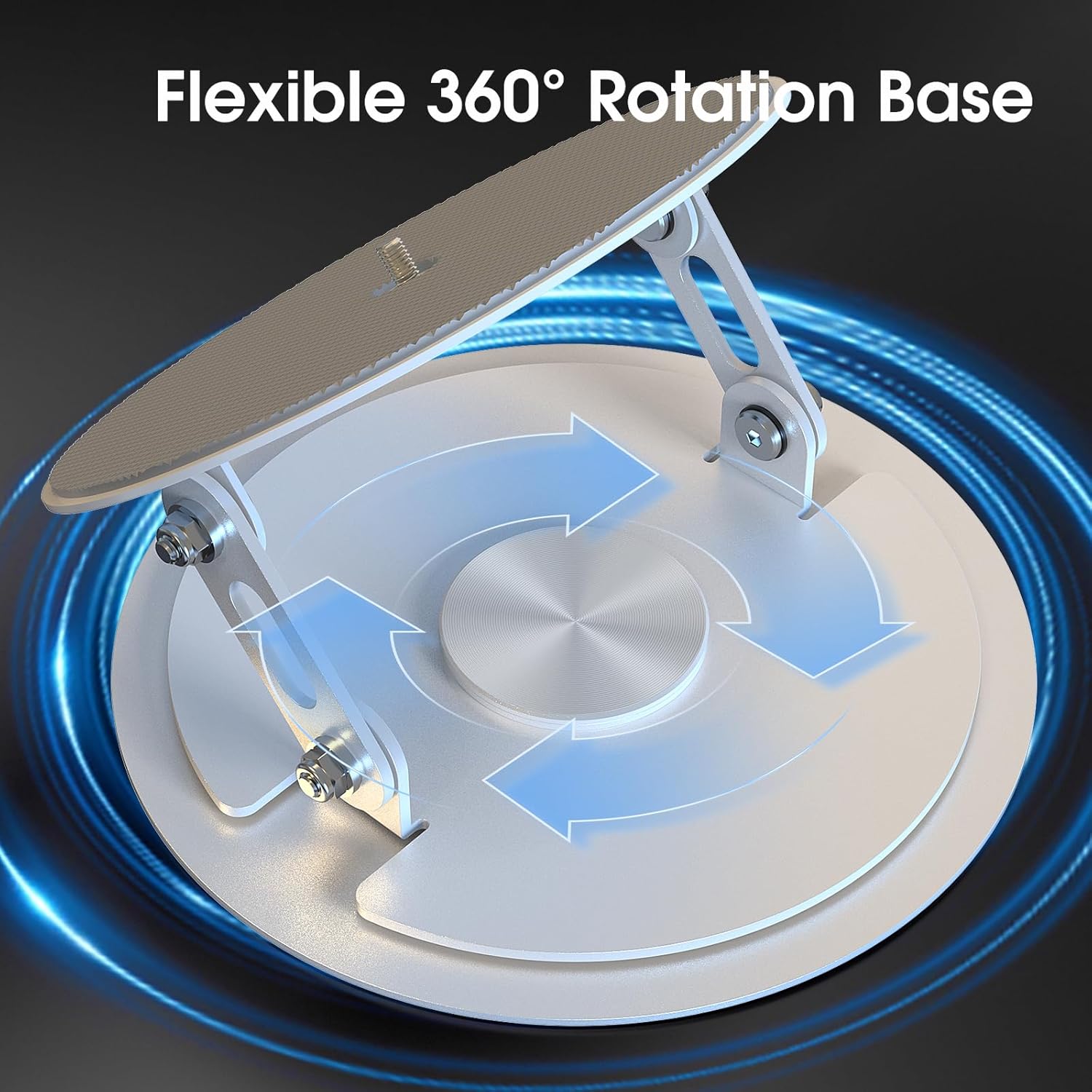 DAWASAPAT Foldable Desktop Projector Stand, Universal 360°Adjustable Table Mount 1/4" Screw，360° Rotation PJ Holde Black Projector Tray for Home Office Studio with Cable Ties