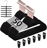 Vista 20 de VECELO Perchas de terciopelo de alta calidad resistentes (paquete de 60), antideslizantes y ahorran espacio con 8 clips para los dedos y soporte