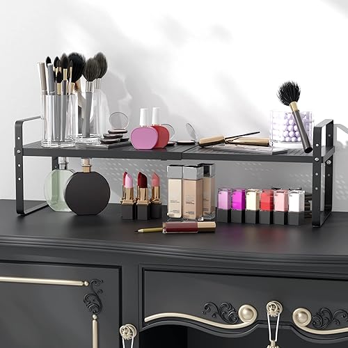 Miniatura 5 de Organizador de estantes ampliables de metal ajustable para especias, estantes de almacenamiento independientes para armario de cocina, debajo del