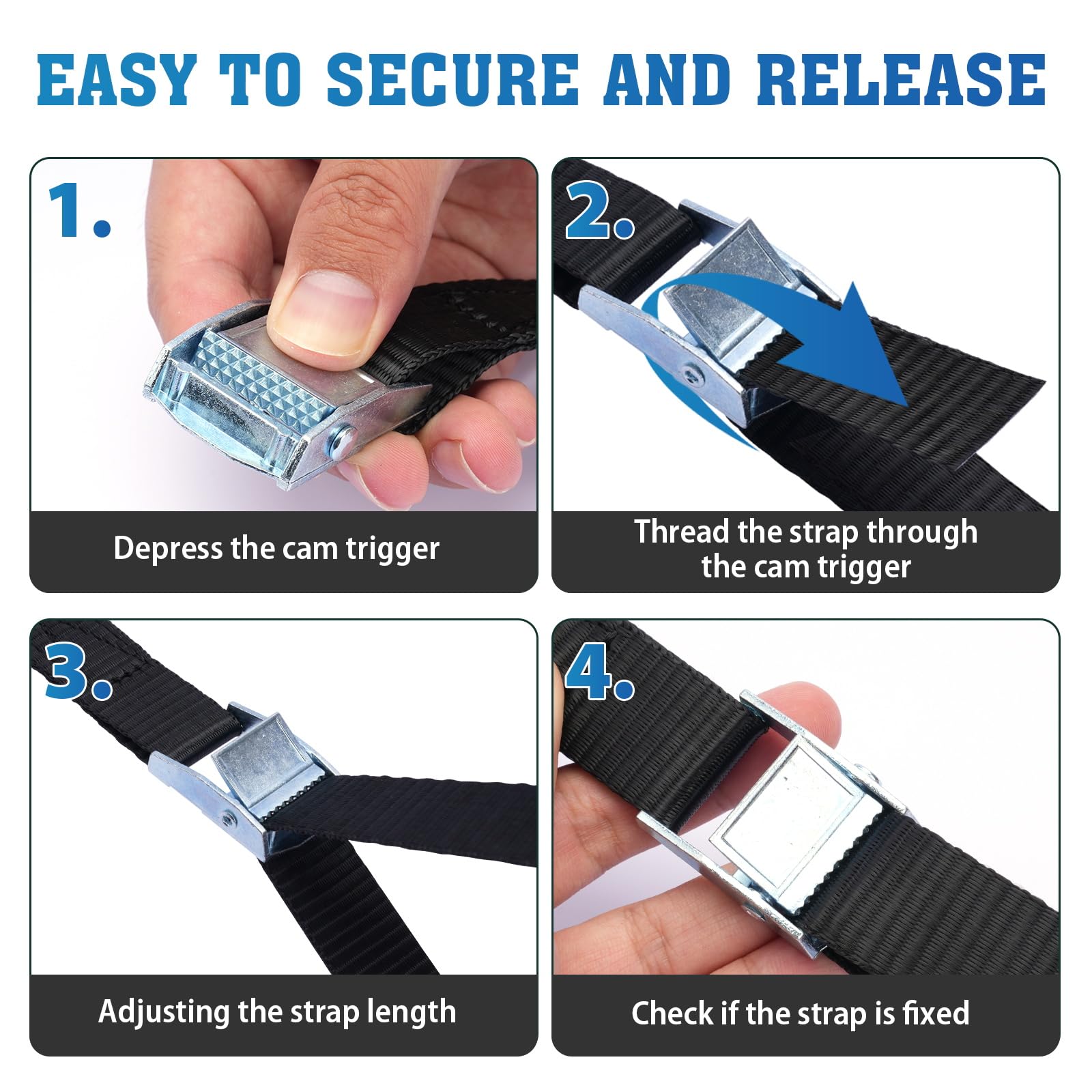 Heavy-Duty Lashing Straps - 10ft Adjustable -5