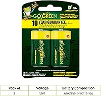 Vista 2 de GoGreen Power (24004) Baterías alcalinas D ecológicas, sin plomo, cadmio o mercurio, paquete de 2