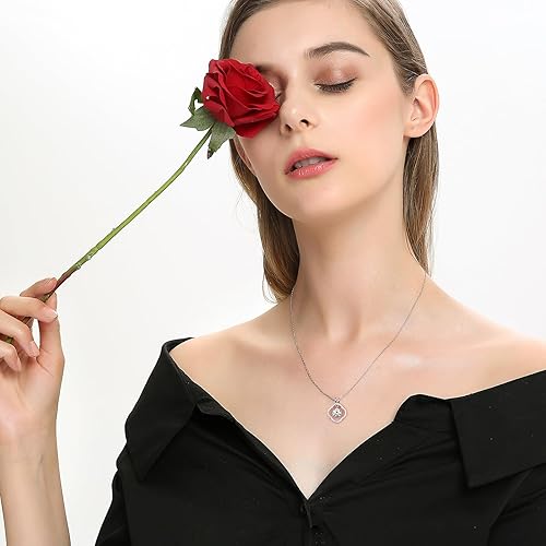 Vista 5 de HOLYCOME Diamond Clover Necklaces for Women,2Carat Moissanite Four Leaf Clover Pendant,Lab Diamond Clover Jewelry Sterling Silver Necklace Gift for