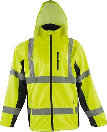 Ironwear 6435 Hi-Visibility Reflective Waterproof Jacket with Black Accents | ANSI Class 3 | Lightweight