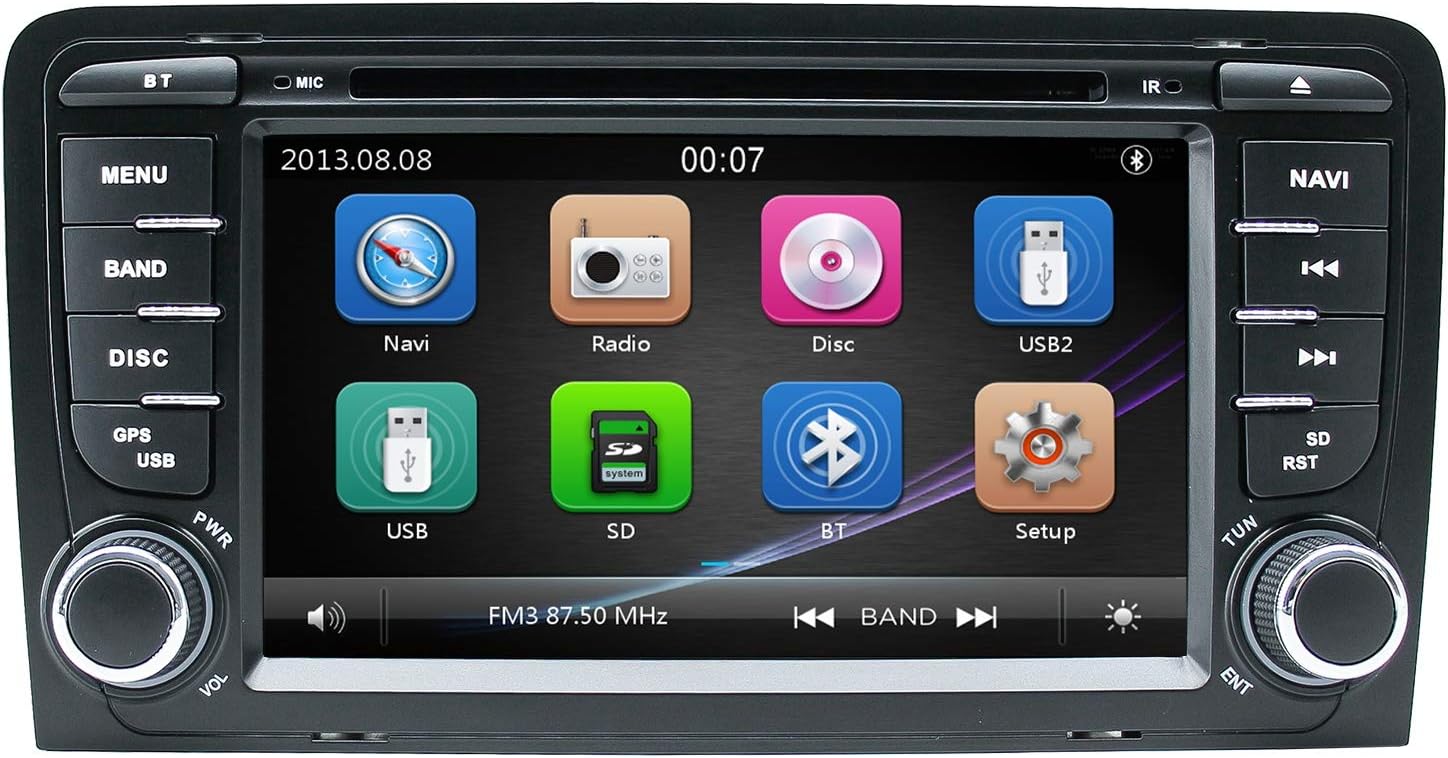 Car Radio Stereo, ZLTOOPAI For Audi A3 S3 RS3 Double 2 Din 7 Inch Digital Multi-Touch Screen Car Stereo GPS Radio DVD Player with Free Map Card Car Rear View Camera Removal Tools