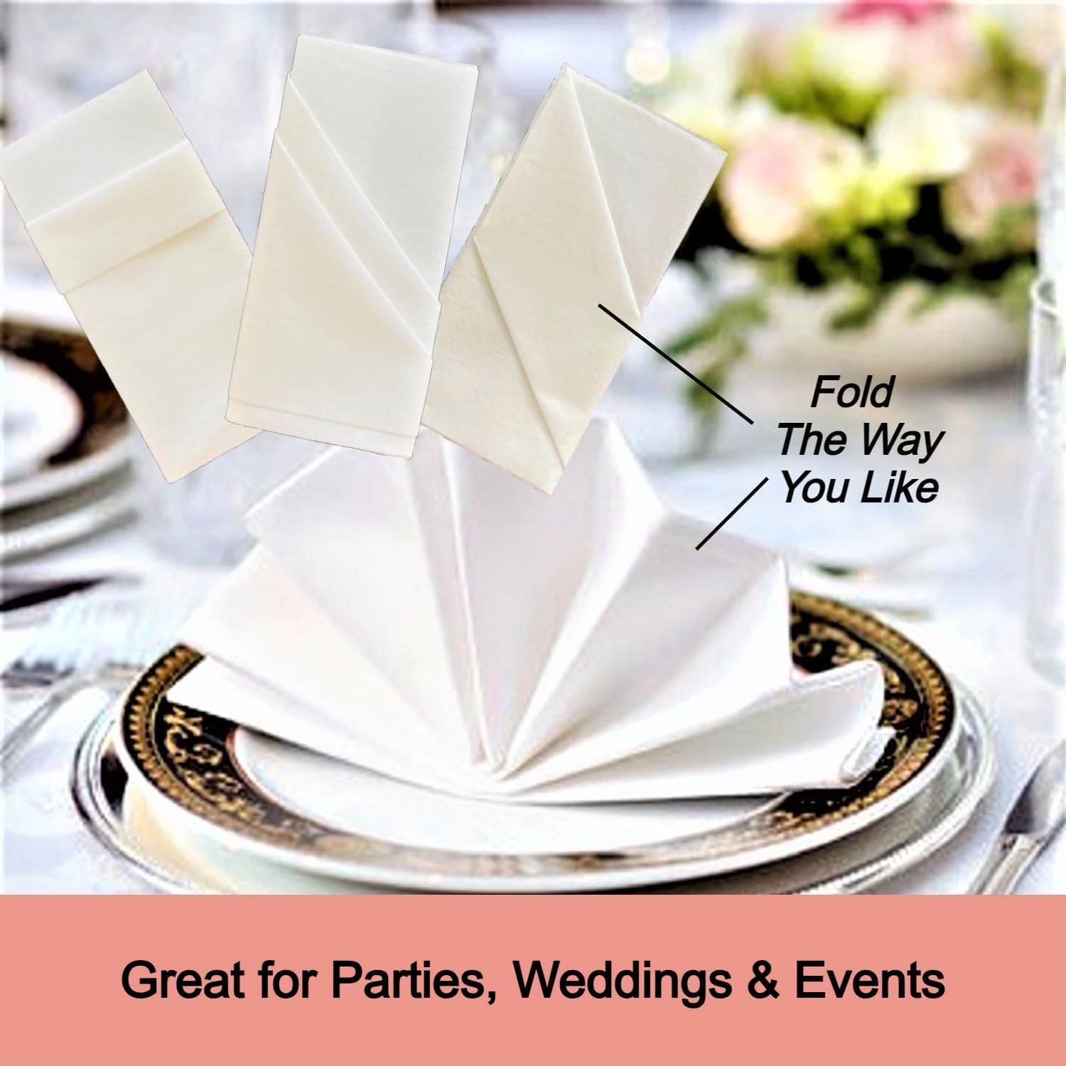 Linen Feel Disposable Guest Hand Towels - Luxury Single Use Dinner Napkins - Dual Purpose, Soft, Absorbent & Lint Free - Ideal For Bathroom, Kitchen, Dining Table, Parties, Weddings & Events (200 Ct)