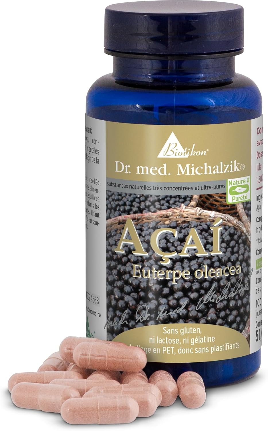 Açaí according to Dr. med. Michalzik – each capsule contains 400 mg of high-quality acaí berry extract (Euterpe-Oleracea) – 100 vegan capsules – without additives – from BIOTIKON®