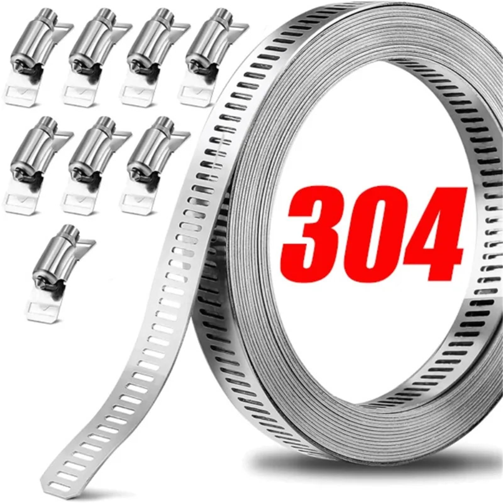 Juego de 3 abrazaderas manguera ajustables, engranaje tornillo sin fin, sujetadores abrazadera acero inoxidable, accesorios for automóviles, y para Manguera(2.5m)
