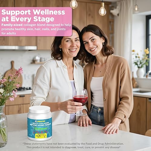 Miniatura 3 de Péptidos de colágeno en polvo 25 en 1, 2 libras (91 porciones)  0.35 onzas de tipos I II III V X + biotina, vitamina C, ácido hialurónico, D3, K2 y