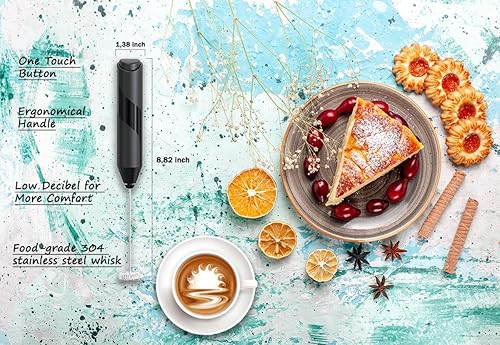 Miniatura 6 de Alpspeaks - Espumador de leche de mano con pilas (no incluido), soporte de acero inoxidable para cocina, cafetería, batidora de mano batidora de