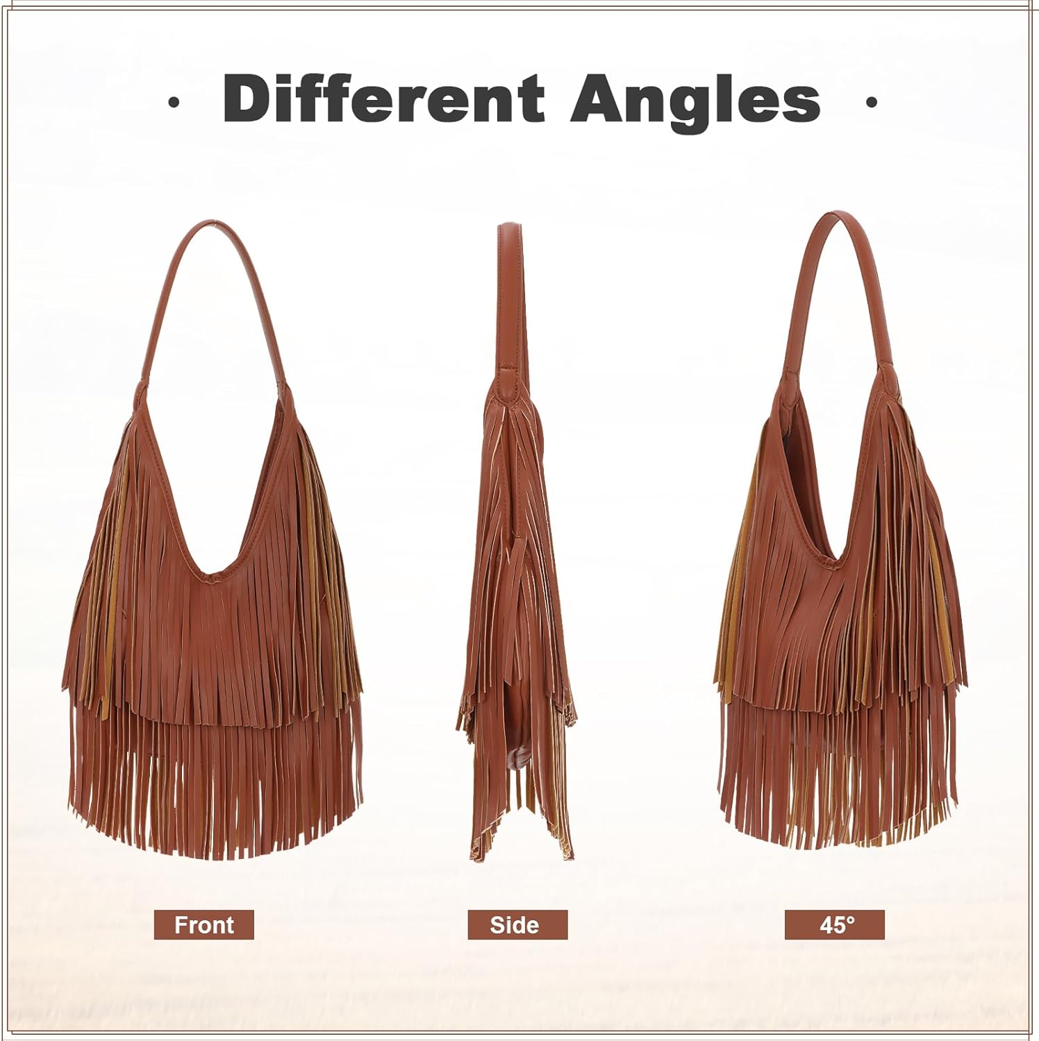Fringe Hobo Purses for Women Vintage Black Fringe Shoulder Bag Western Tassel Handbags - Image 7