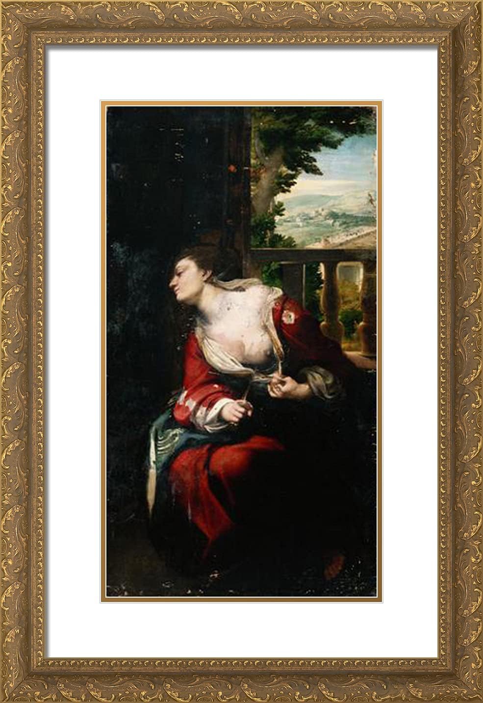 ArtDirect Correggio 17x24 Gold Ornate Framed Art Print with Double Matting Titled: Lucretia