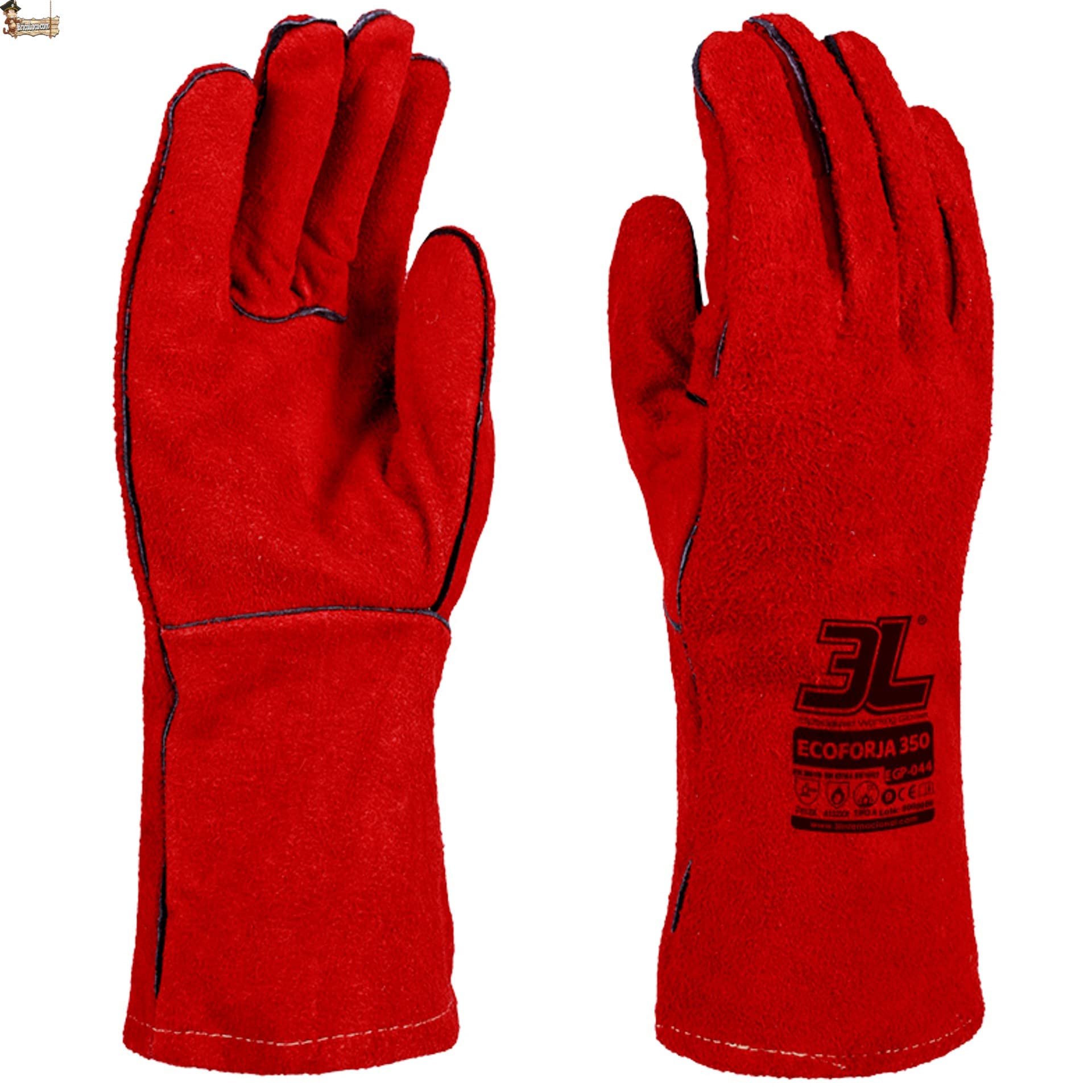 BricoLoco.com Gants de travail à souder. Soudure professionnelle électrique, fil, électrode. Longueur 350 mm. Cuir de vachette croûte de cuir. Doublés et confortables. Taille 9. (6)