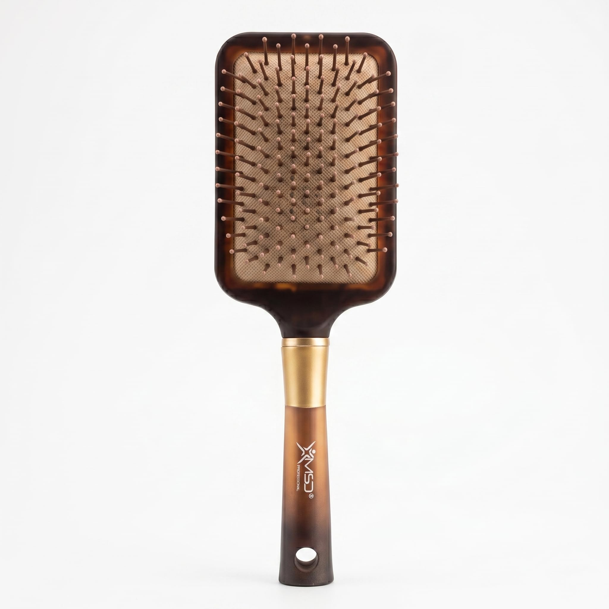 paddle hair brush - large cushioned detangling brush for women & men, tortoise shell finish with gold accent, ball-tipped bristles for all hair types (golden&brown)