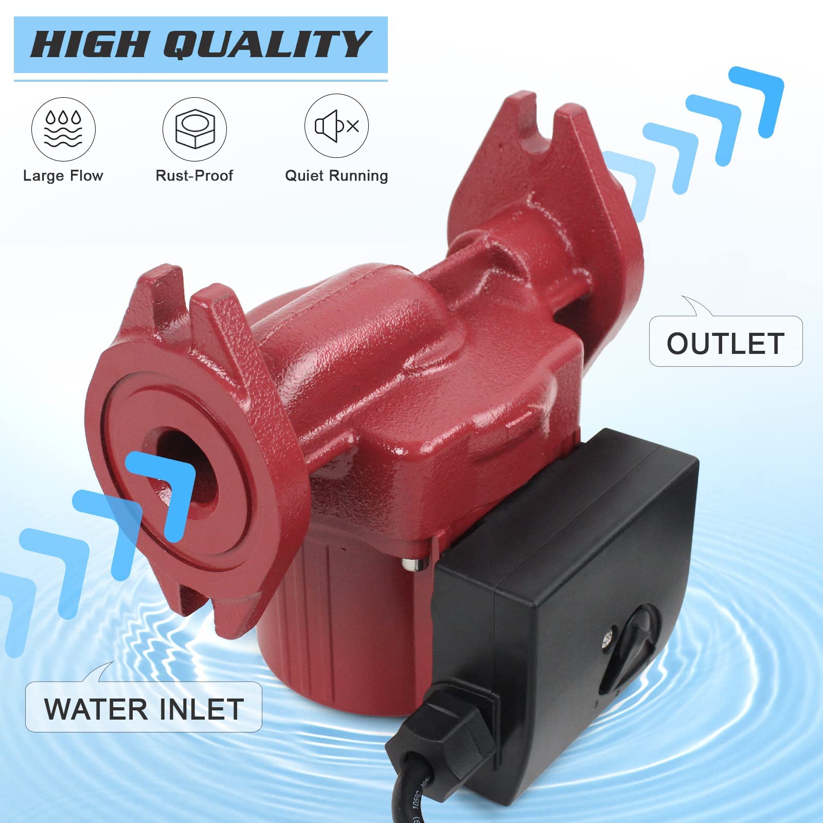 BACOENG 115V Flanged 3-Speed Recirculating Pump, Hot Water Circulation Pump  for Water Heater System - Amazon.com