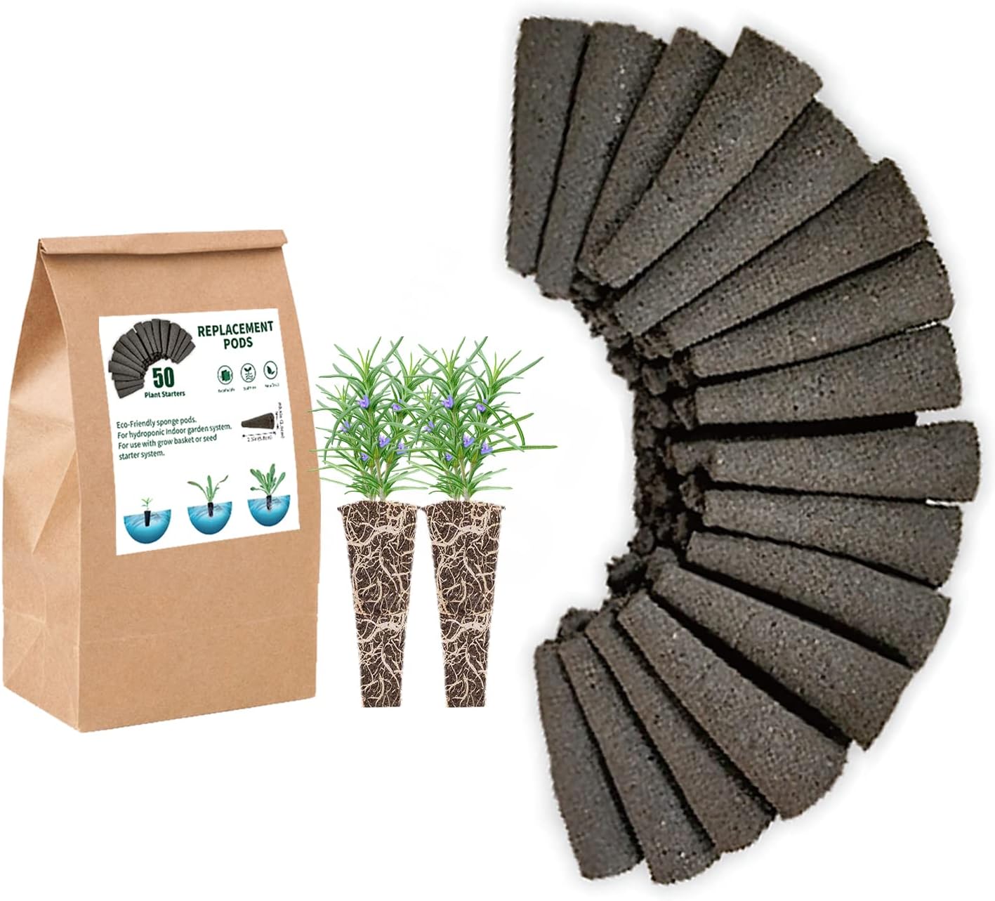 EVERECOO Grow Sponges, Starter Pods Compatible with Aero