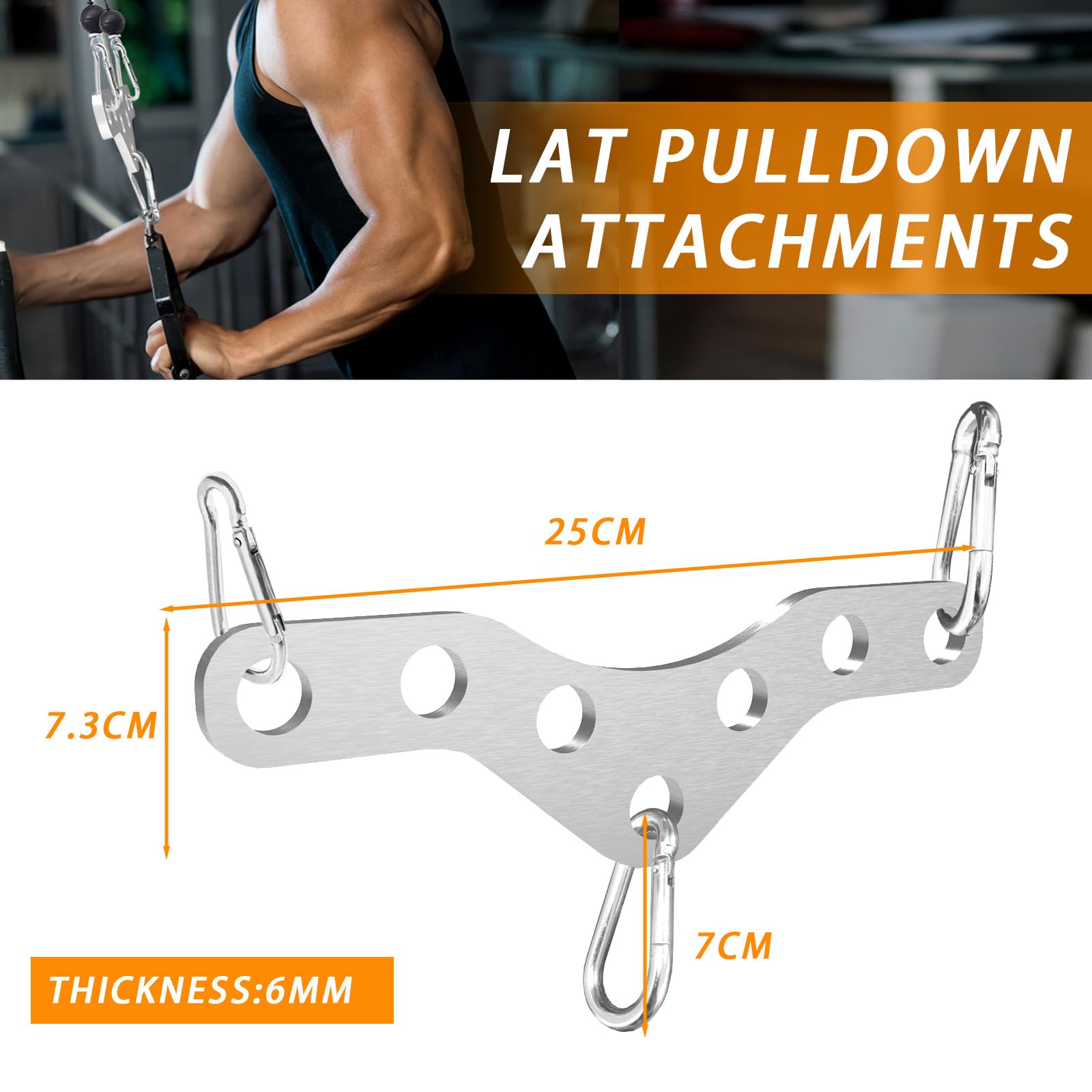 J Bryant Piastra adattatore da doppia a singola puleggia in acciaio inossidabile – Connettore per macchina da palestra con cavi con 3 moschettoni per lat pulldown, tricipiti, bicipiti e allenamento