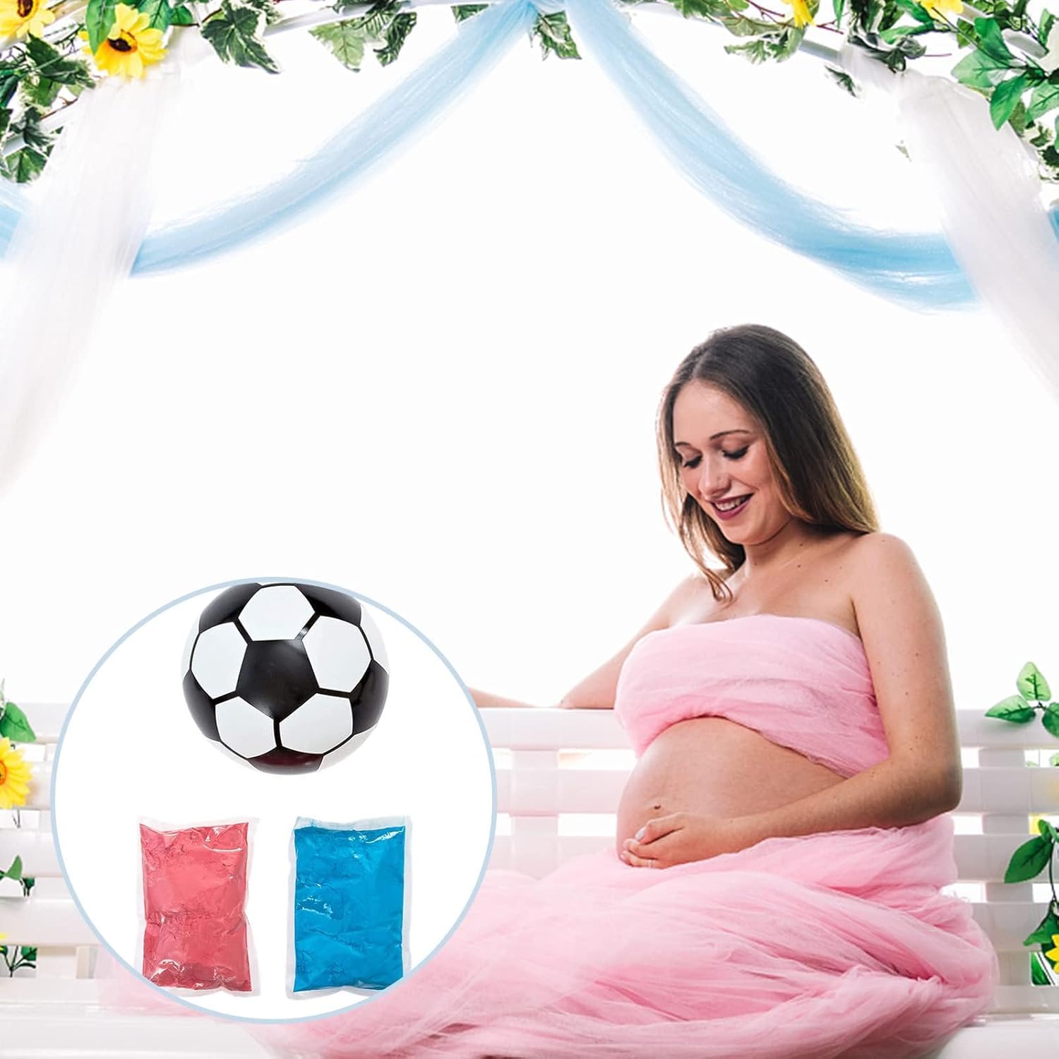 Gender Reveal - Balón de fútbol con polvo, para niños o niñas, color azul o rosa