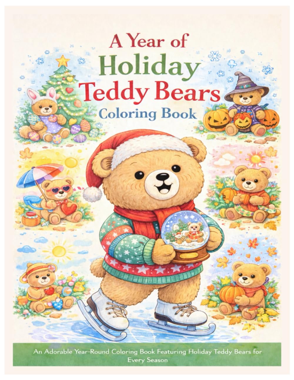 A Year of Holiday Teddy Bears: An Adorable Year-Round Coloring Book Featuring Holiday Teddy Bears for Every Season