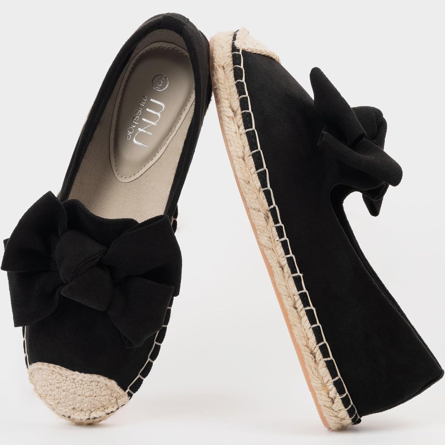 MUSSHOE Casual Espadrilles for Women Flats: Comfort Closed Toe Autumn Linen Sole Ballet Flats with Bow - Lightweight Slip on Walking Shoes for Vacation&Daily - Image 4