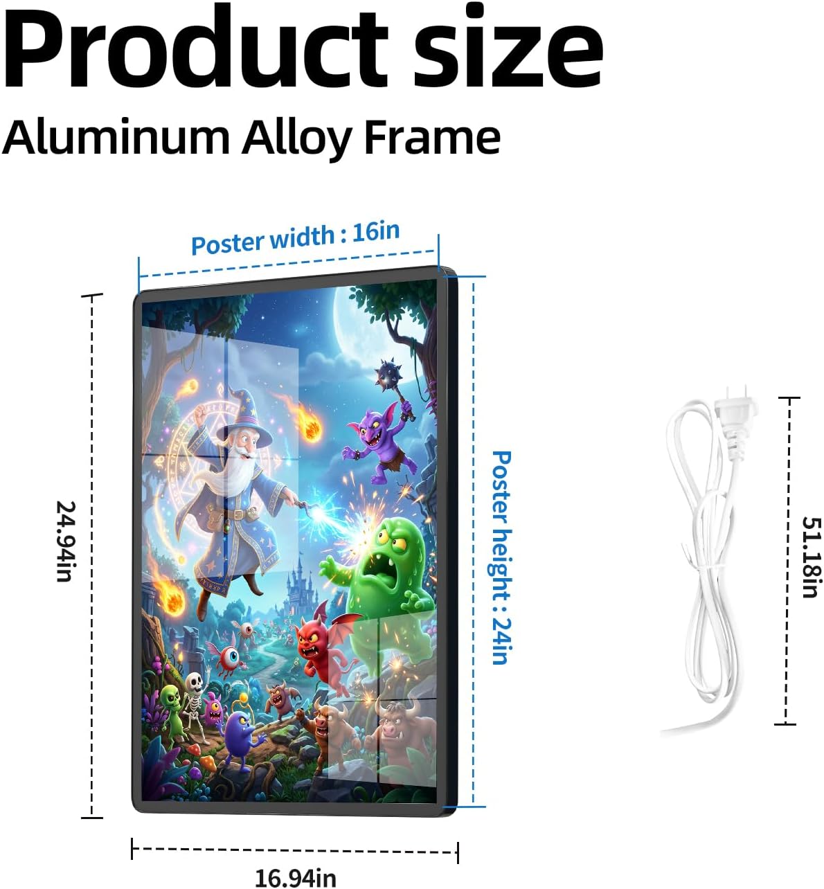LYAYAN LED Backlit Light Box Frame for Movie Posters, 16 x 24 in, Black image 5