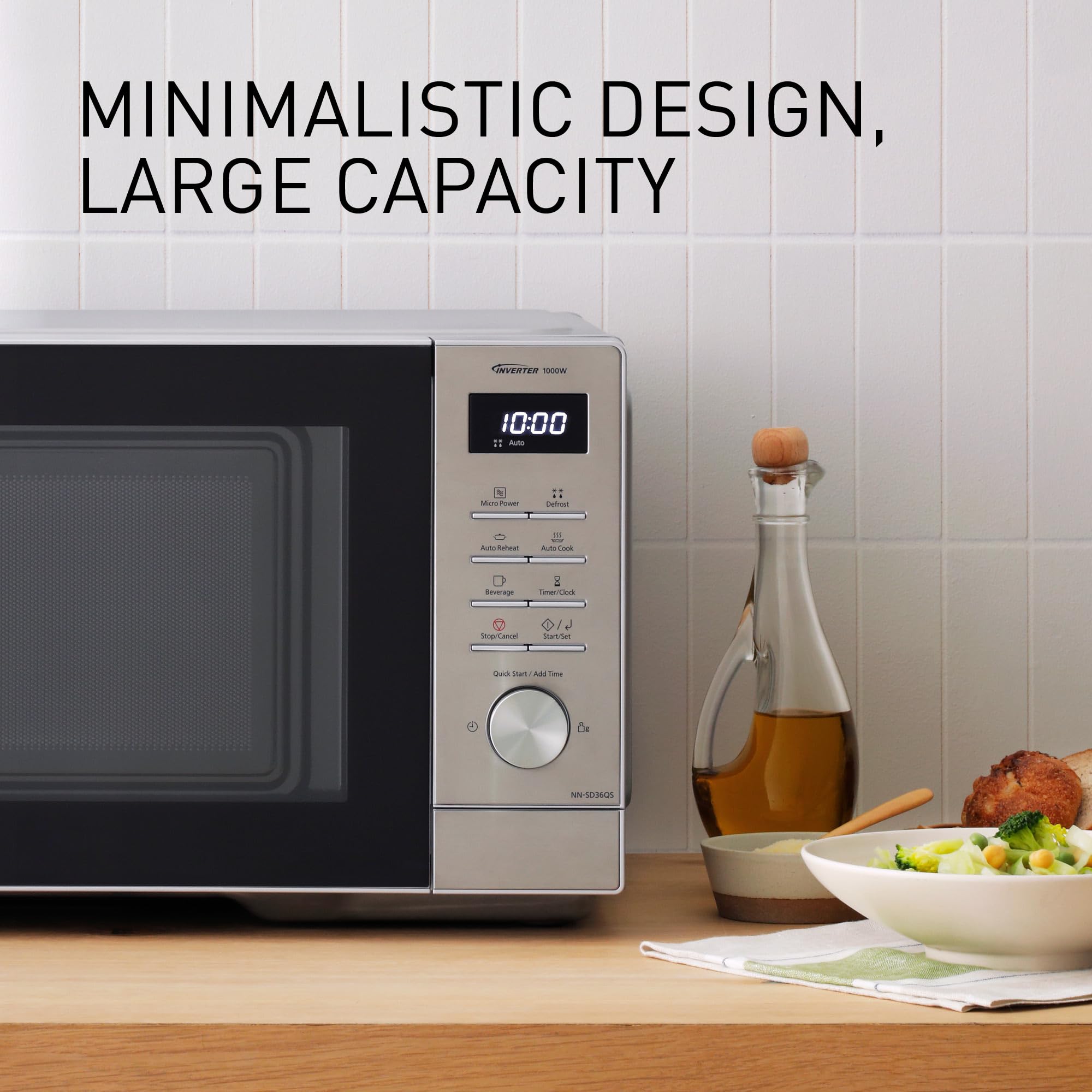 Panasonic NN-SD36QSEPG kuchenka mikrofalowa solo, 29 l, 1000 W, automatyczne rozmrażanie, 11 automatycznych programów, timer, srebrna