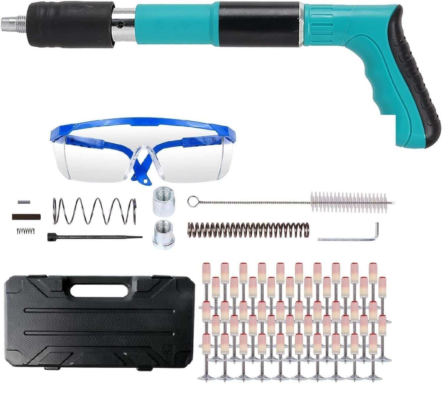 Nail Gun Kit with 50pcs Nails,5 Speed Adjustable Manual Steel Nail Gun, Wall Fastening Power Tool, Portable Nail Shooting Machine, Wall Anchor Wire Slotting Device Household Decoration