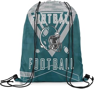 jejeloiu Football Sports Drawstring Sackpack 13"x15.7" Football City Drawstring Bags Rugby Sports Waterproof Cinch Bag Drawstring Backpack