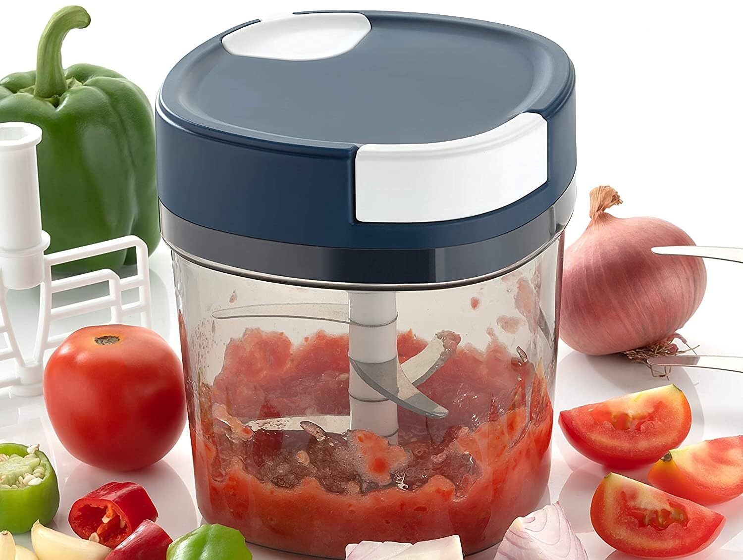 Alnoorenterprise Plastic Manual Food Chopper – Compact and Powerful Handheld Vegetable Chopper for Quick and Easy Food Preparation
