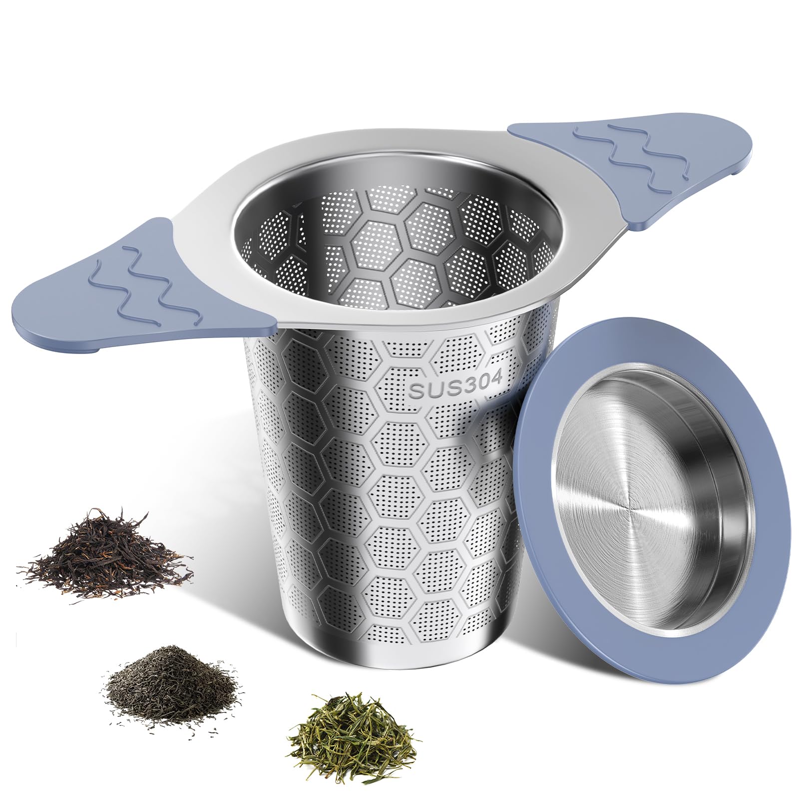 CTIANWXY Tea Infuser for Loose Leaf Tea,Stainless Steel Tea Infuser with Heat Proof Silicone Handles,Extra Fine Mesh Tea Strainers Filter Fine Tea Leaves Effectively,Fits TeaPots/Mugs