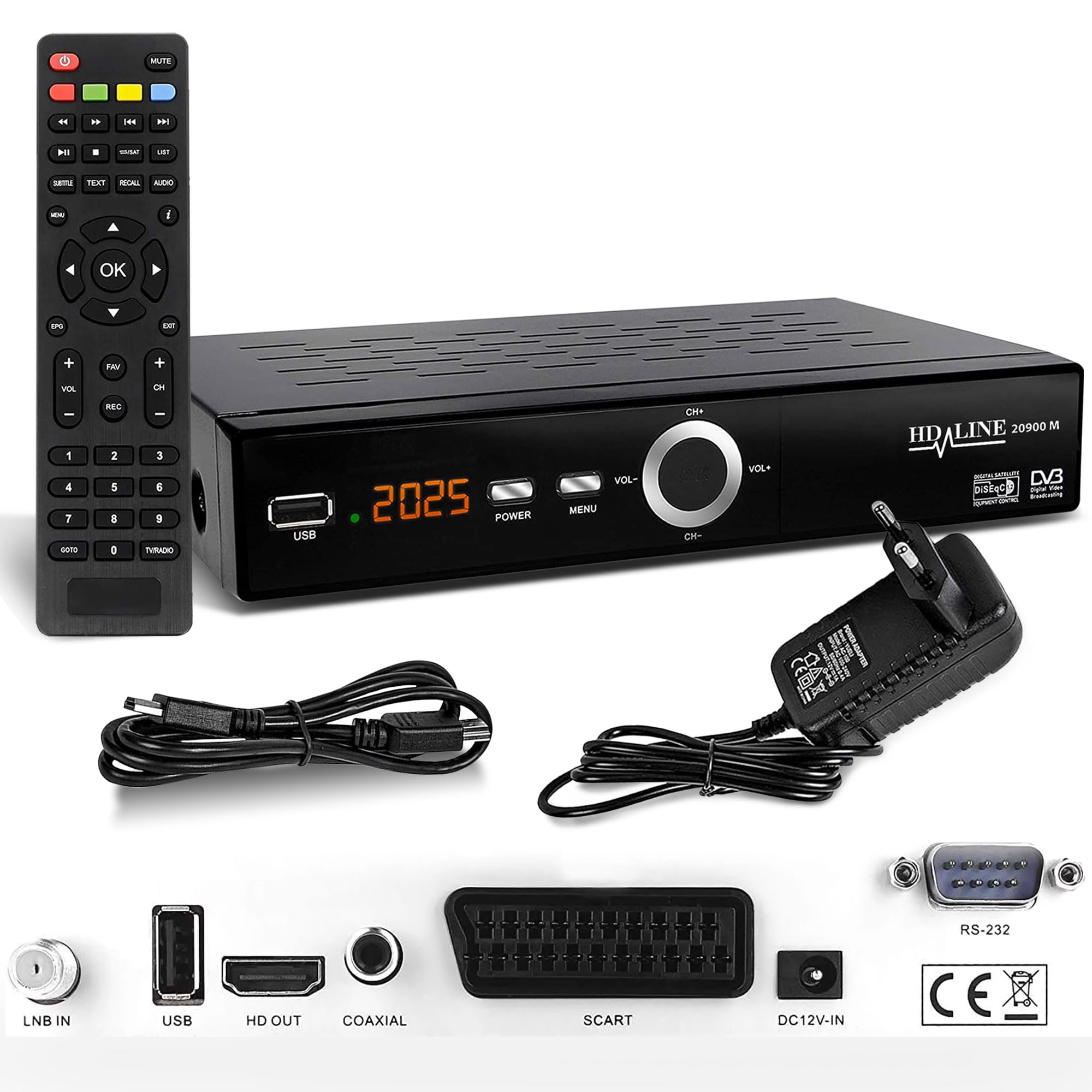 Hd-line 20900 Receptor satélite DVB S2 para satélites Digitales Sat (DVB-S/S2, HDMI, SCART, 2 x USB 2.0, Full HD 1080p) (preprogramado para Astra Hotbird y Türksat)