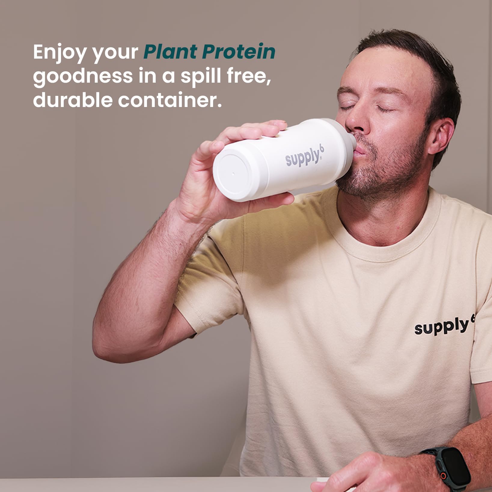 SUPPLY6 Pro Shaker 700ml – Stainless Steel Protein Shaker Bottle, Durable, 100% Leak-Proof, with Steel Whisk for Smooth Mixing, Gym & Fitness Bottle (White) - Image 2 thumbnail