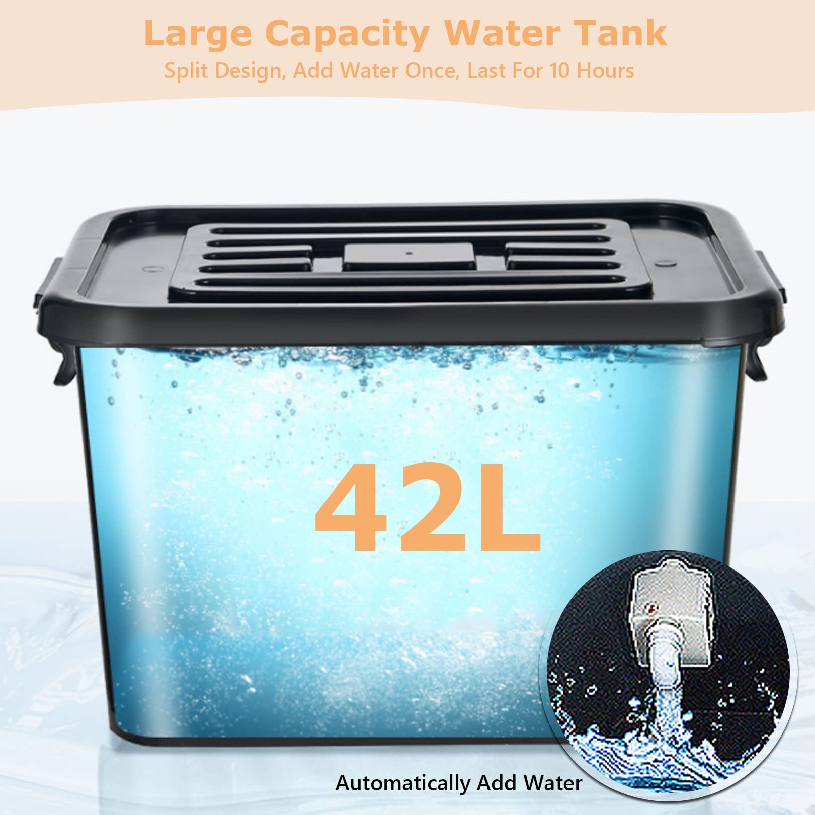 Ventilador industrial de pedestal, oscilante de 3 velocidades con tanque de agua grande, construcción de metal resistente para refrigeración comercial y de garaje