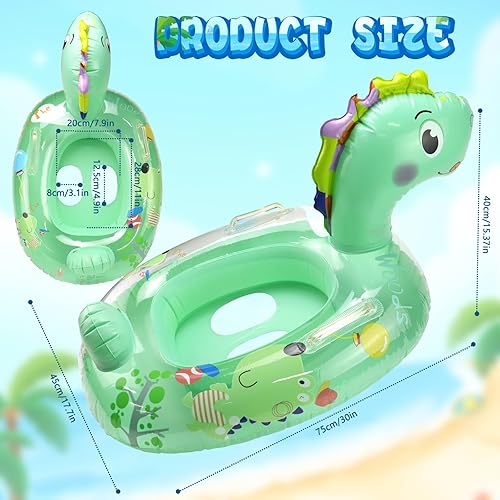 Miniatura 2 de Flotadores inflables de dinosaurio para piscina, balsa inflable para niños con asa, flotadores inflables de piscina para niños, diversión de verano,