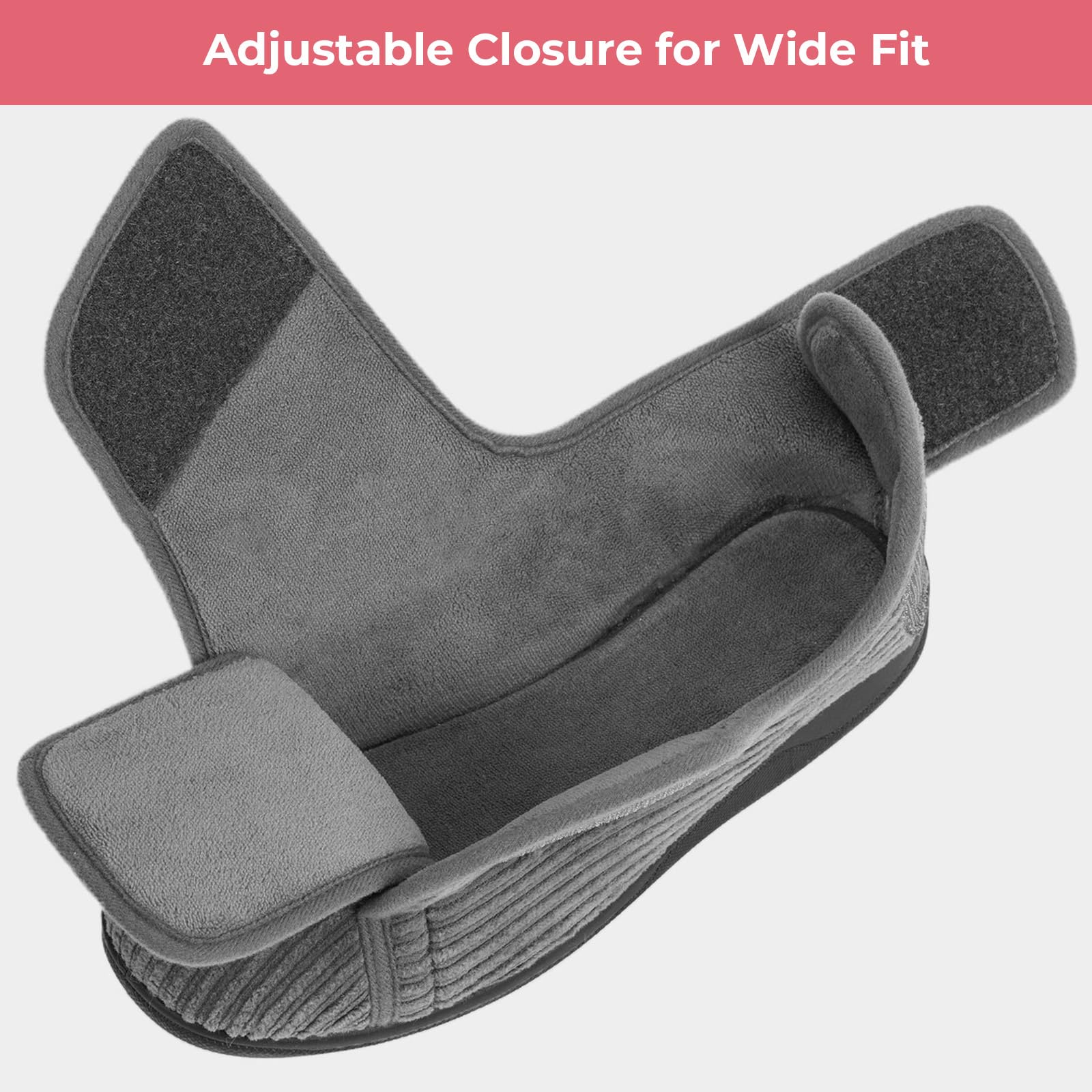 HomeTop Pantuflas mujer talón cerrado terciopelo canalé ancho regulable