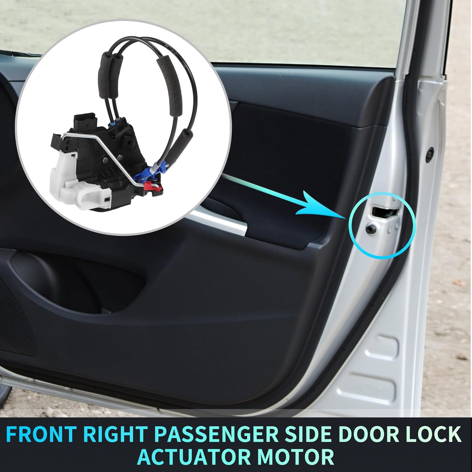 X AUTOHAUX Replacement Front Right Passenger Side Power Door Lock Actuator Motor with Cable for Kia Forte 2010-2013 for Kia Forte Koup 10-13 Door Latch Actuator Assembly No.813201M050 Black